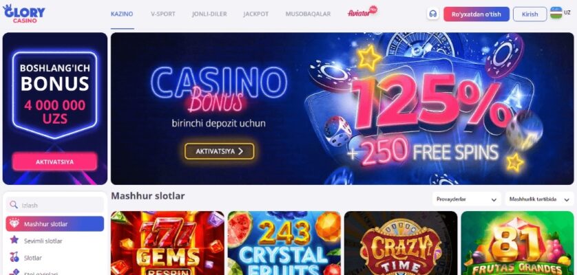 Glory Casino Online \u2b50\ufe0f Bonus 4 000 000 UZS + 250FS